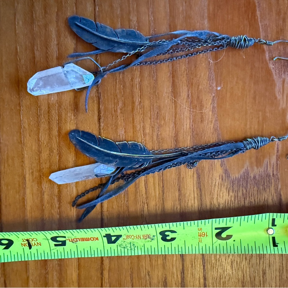 Crystal Feather Earrings